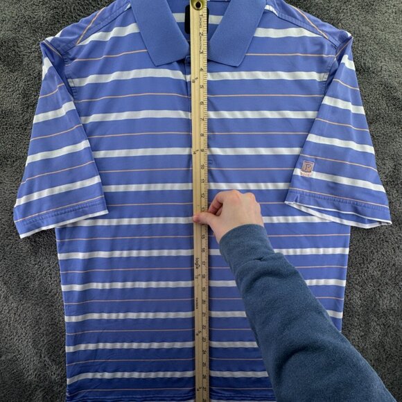 Footjoy Short Sleeve Golf Polo Shirt Blue Striped Medium Stretch 1908 Mystery - Picture 3 of 16